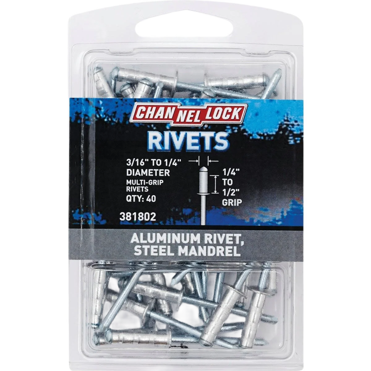 Premium Material Channellock 3 16 -1 4 x .251 -.500 Grip Multi-Grip POP Rivet 100-Pack Specialty