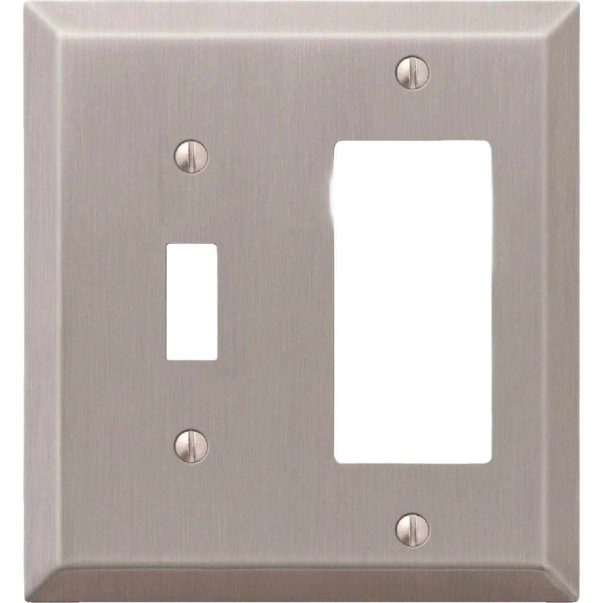 Prestigious Amerelle Stamped Steel 2-Gang Single Toggle Rocker Wall Plate Brushed Nickel Smart