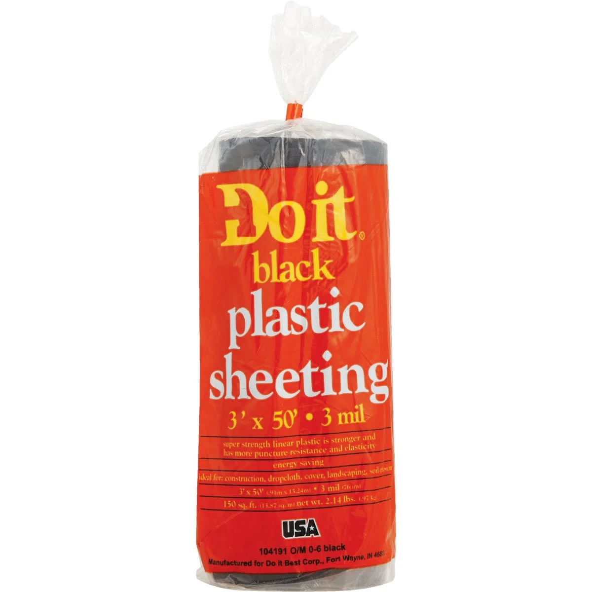 Elegant Do it Black Plastic Sheeting 3 Ft. x 50 Ft. Classic