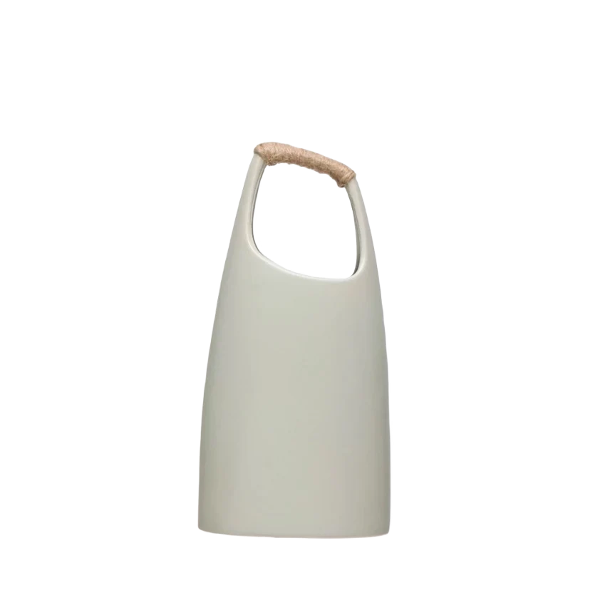 Classic Bloomingville Vase with Rattan Wrapped Handle 13.25 in. Original
