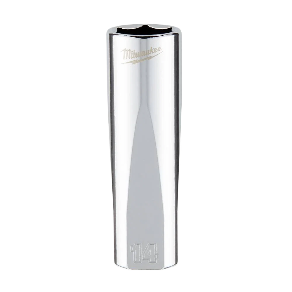 Luxury Milwaukee 3 8 Drive 14-mm 6-Point Deep Socket w FOUR FLAT™ Sides High-Quality