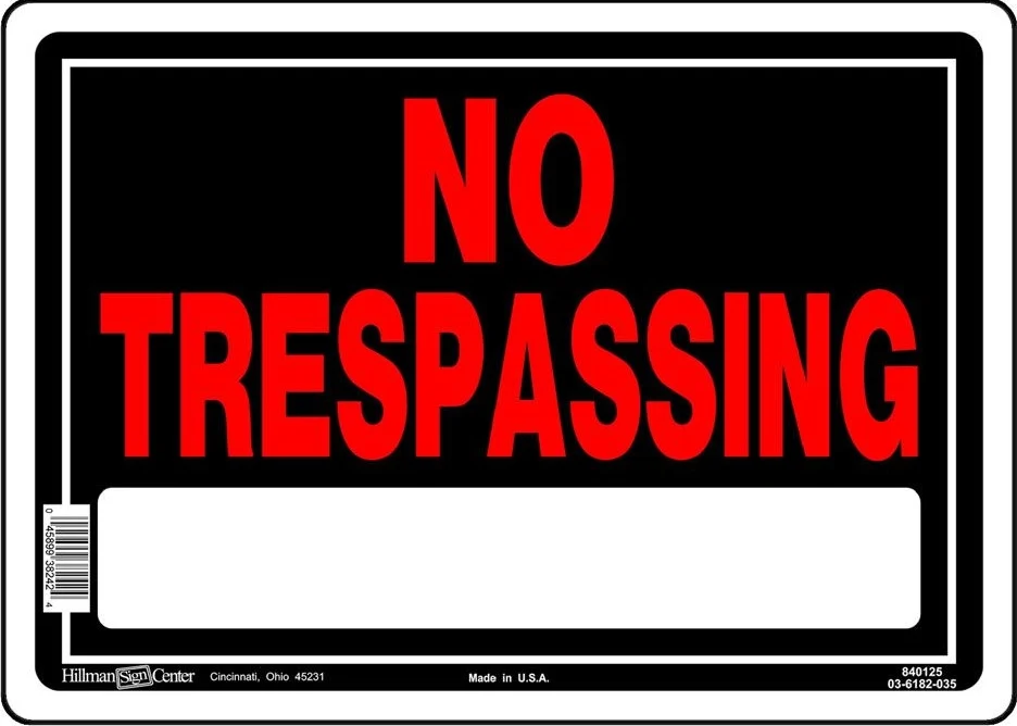 Elegant Hillman Black Red Aluminum No Trespassing Sign 10 x 14 in. Enhanced