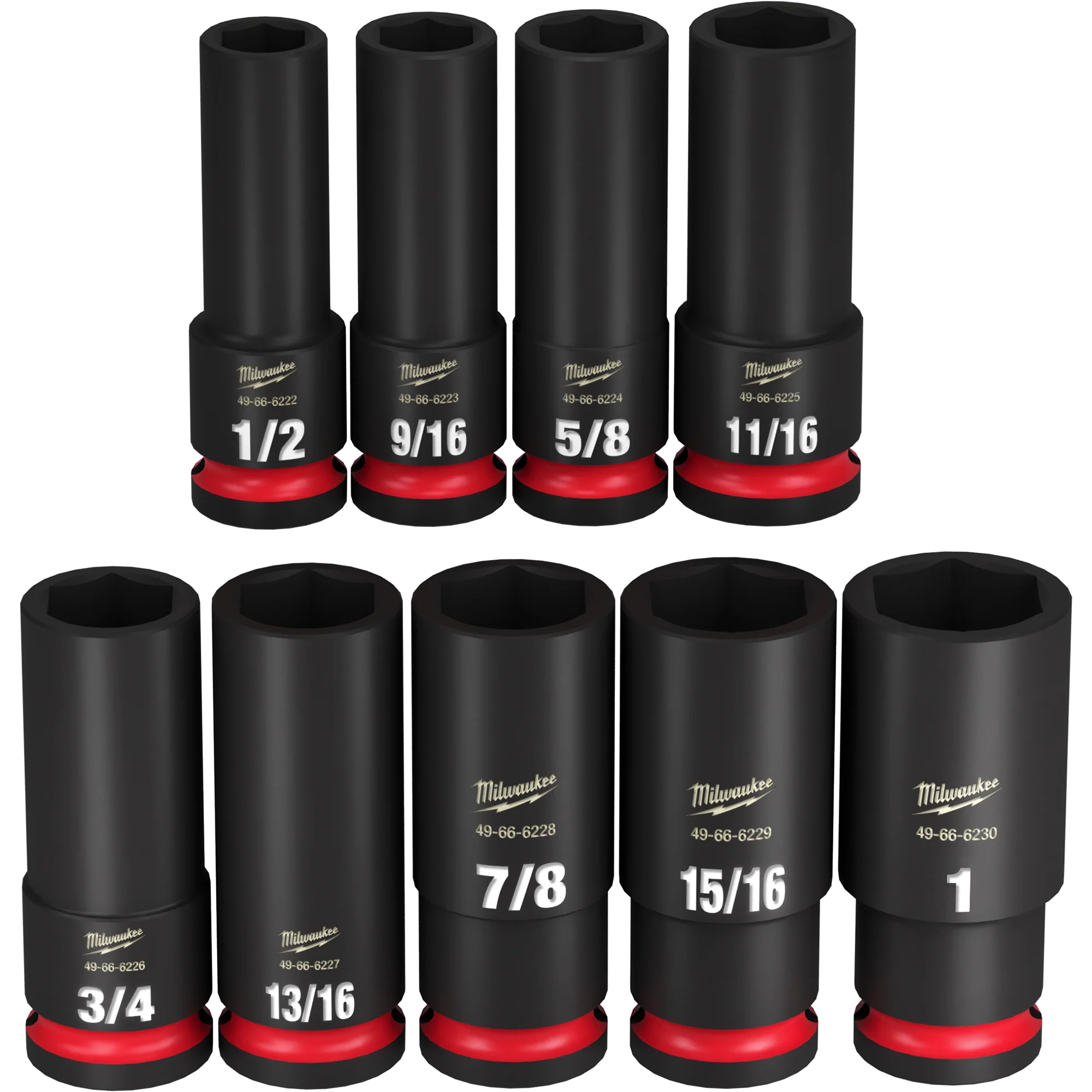 Certified Milwaukee 9PC SHOCKWAVE™ Impact Duty 1 2 Drive SAE Deep 6 Point Socket Set Durable