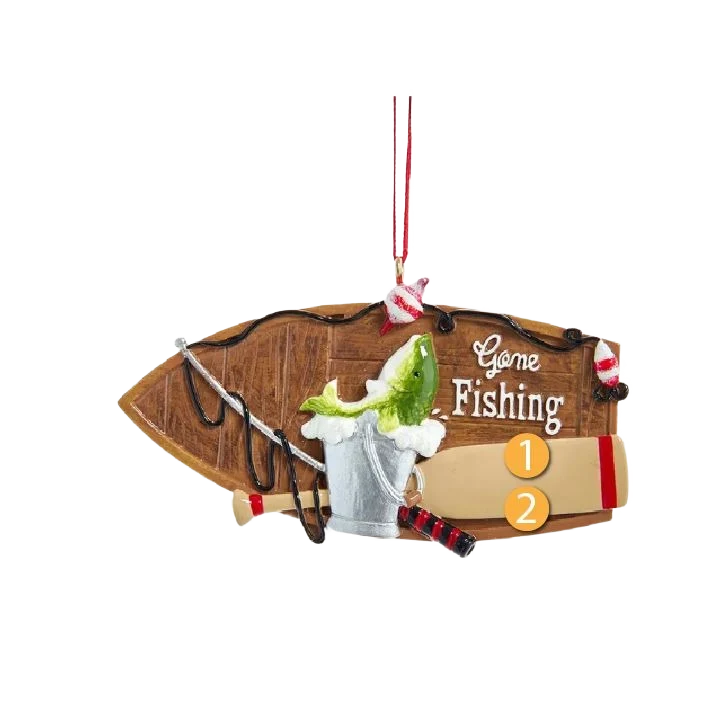 Luxury Kurt S. Adler Personalized Fishing Boat Ornament Lightweight