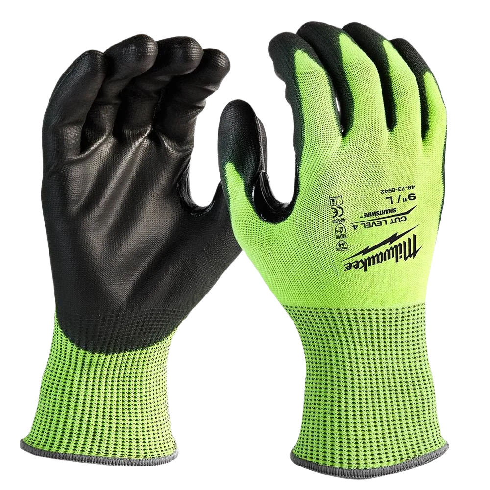 Innovative Milwaukee XL Hi-Vis Cut Level 4 Polyurethane Gloves Stylish