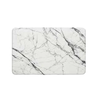 Minimalist Maison de Base Diatomite Marbled White Bath Mat Efficient
