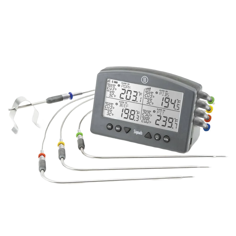Soft ThermoWorks Signals Grey 4-Channel Alarm Thermometer with Wi-Fi Bluetooth Specialty