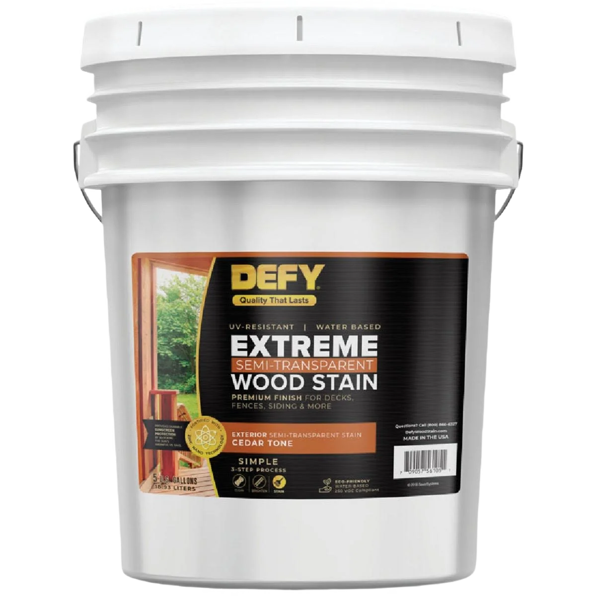 Natural Defy Extreme Cedar Tone Semi-Transparent Exterior Wood Stain 5-Gallon Environmentally Friendly