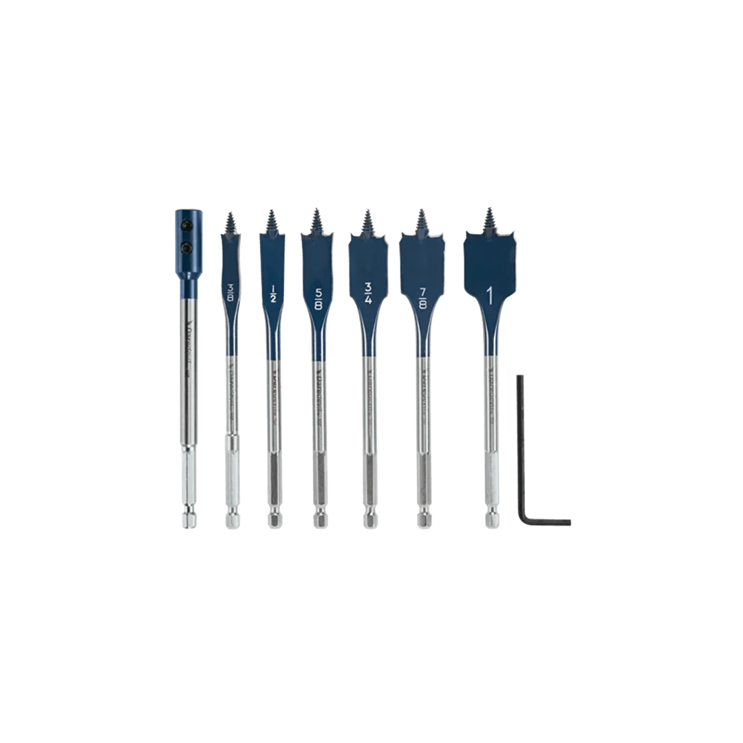 Genuine Bosch Daredevil® Standard Spade Bit Set w Extension 7 pc Natural