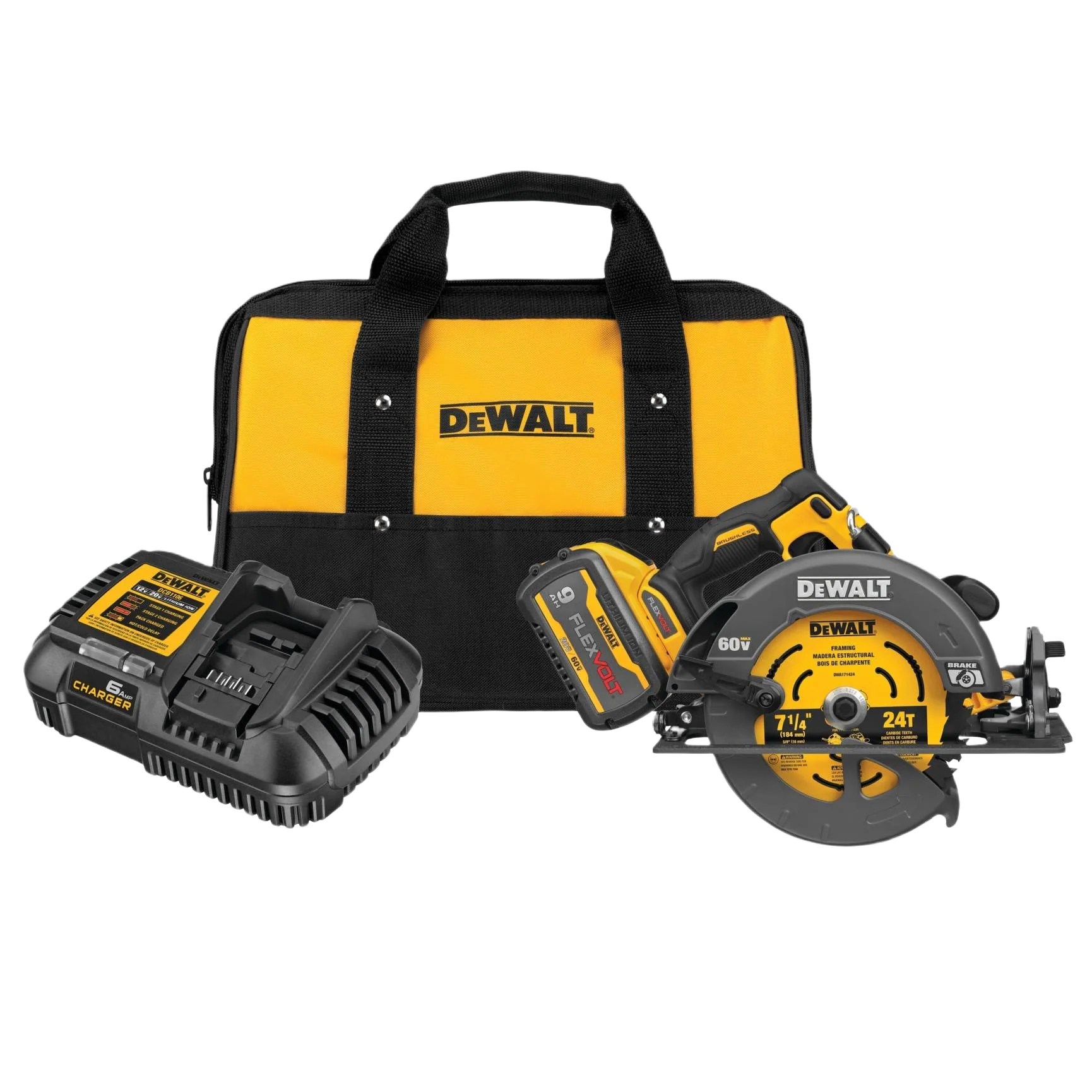 Soft DEWALT FLEXVOLT 60V MAX 7-1 4 in. Circular Saw with Electric Brake Kit Long-Lasting