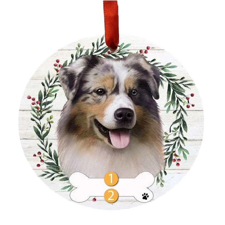 Relaxed E S Pets Personalized Australian Shepherd Face Wreath Ornament Organic