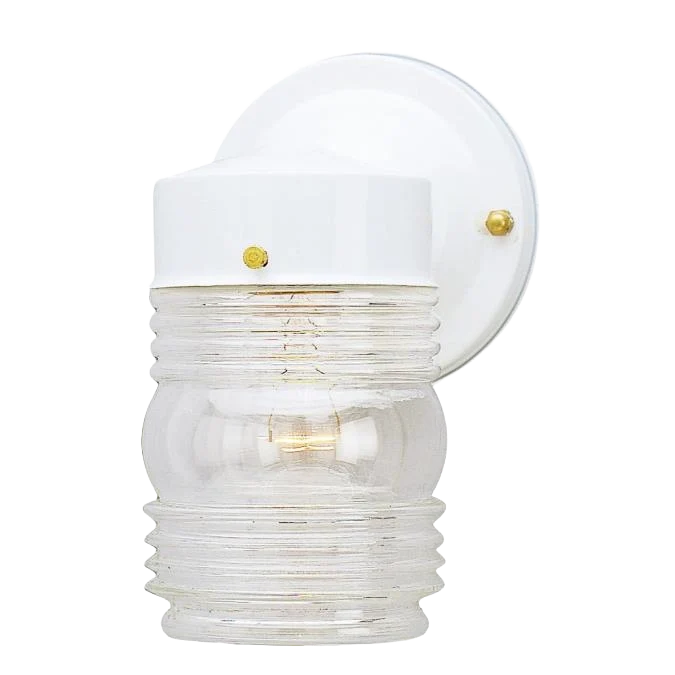 Quality Westinghouse White on Steel with Clear Ribbed Glass One Light Wall Fixture Eco-Friendly