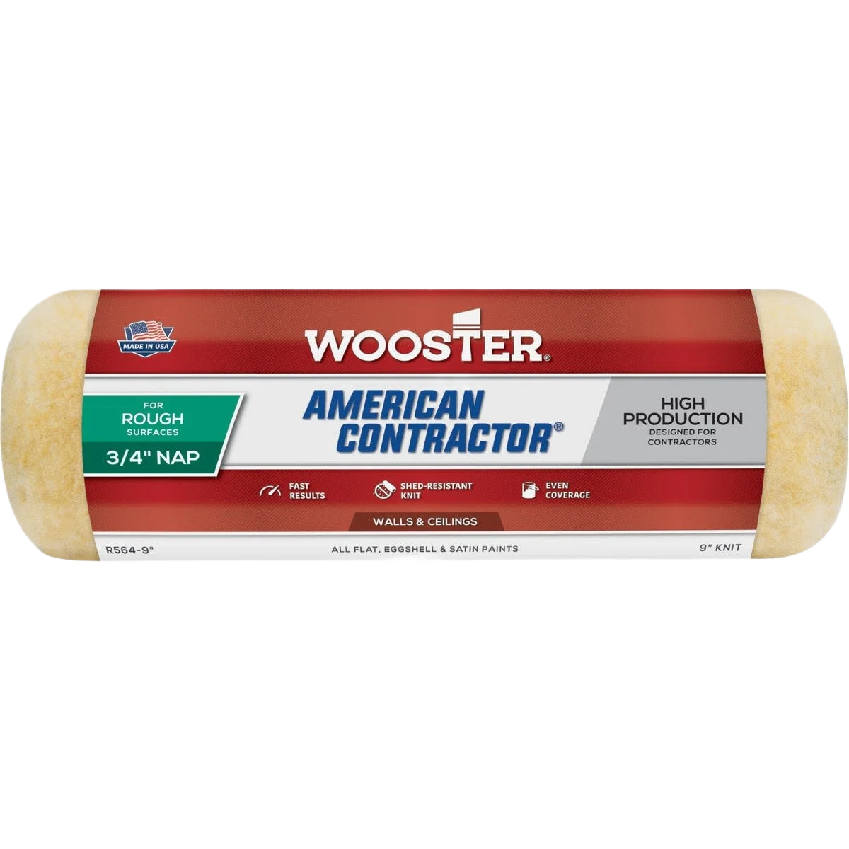 Recyclable Wooster American Contractor Knit Fabric Roller Cover 9 x 3 4 in. Versatile