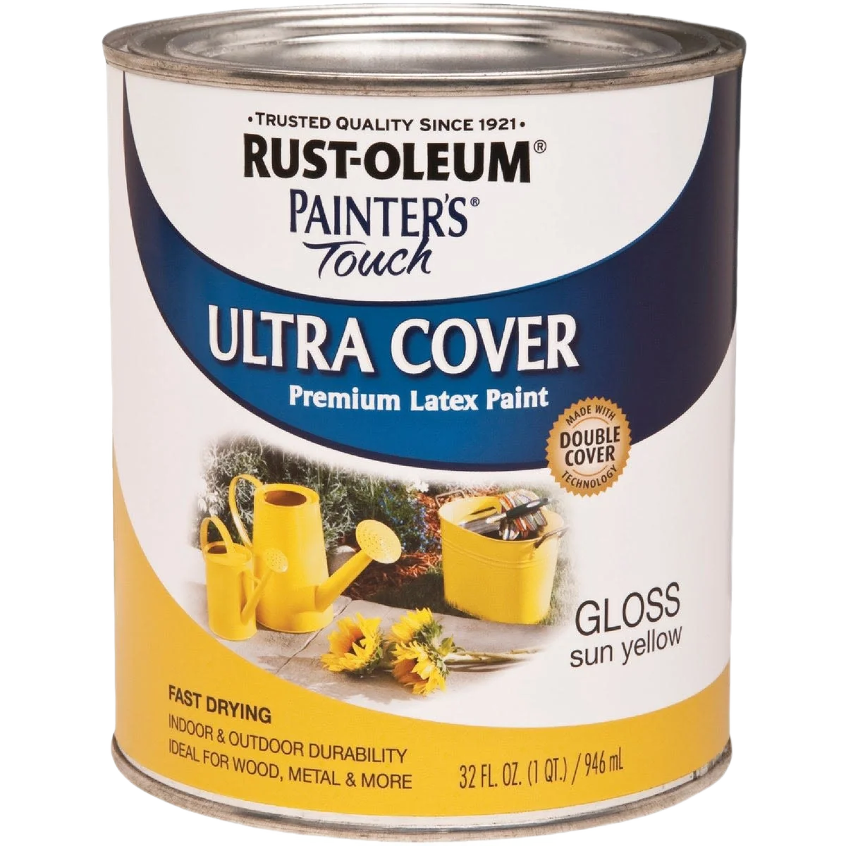 Green Rust-Oleum Ultra Cover Multi-Purpose Gloss Sun Yellow Brush-On Paint 1 Quart Powerful