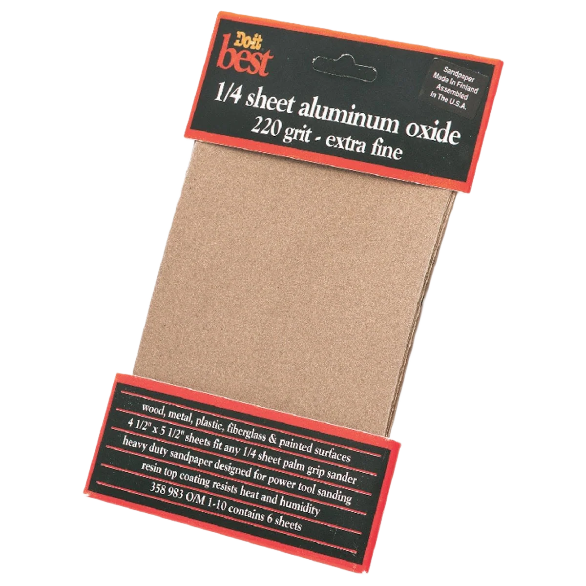 Breathable Do it 1 4 Sheet 220-Grit Extra Fine Sandpaper 6-Pack High-Performance