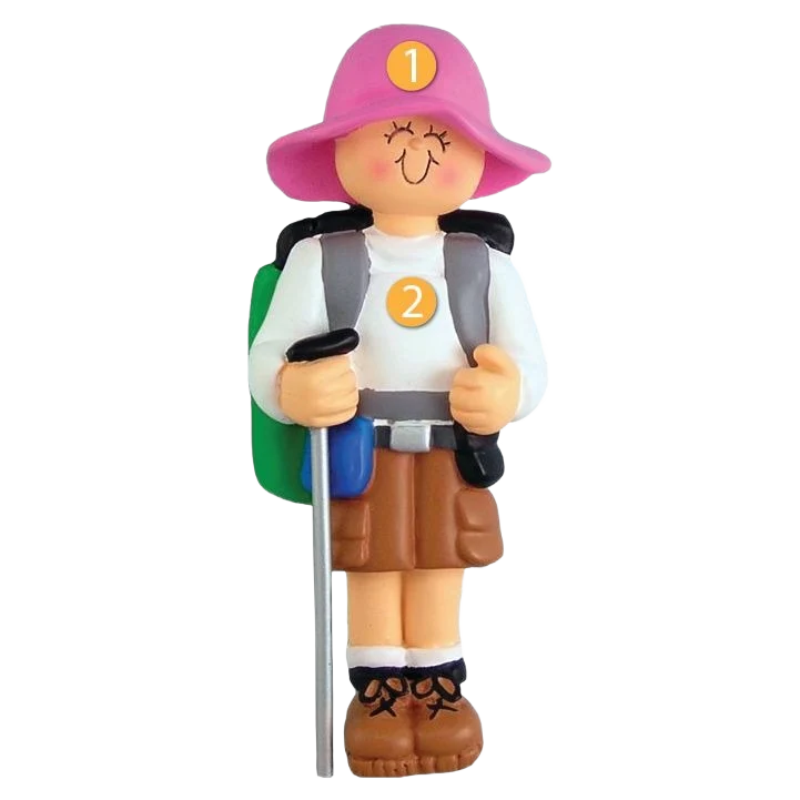 Secure Ornament Central Personalized Female Hiker Ornament Practical