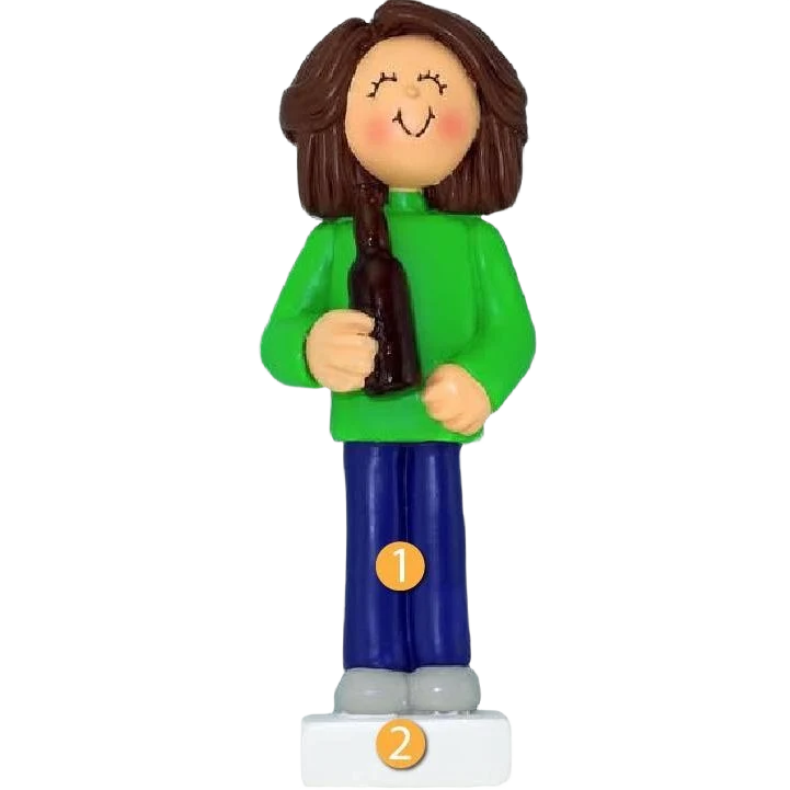 Elite Ornament Central Personalized Brunette Female Beer Lover Ornament Prestigious