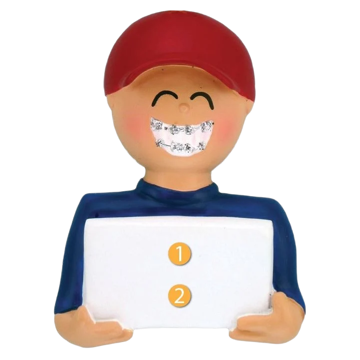 Smooth Ornament Central Personalized Male with Braces Ornament Genuine