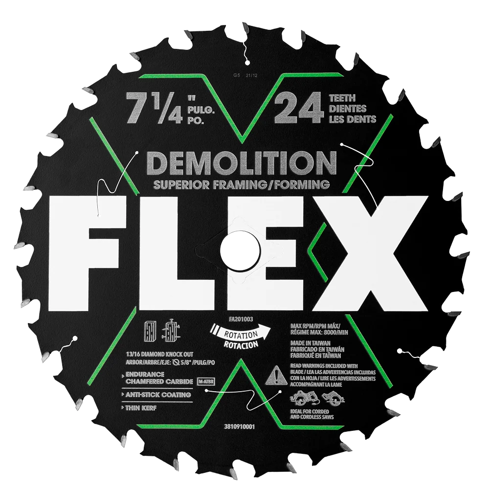 Certified FLEX 7-1 4 24T Demolition Superior Framing Forming Circular Saw Blade Dependable