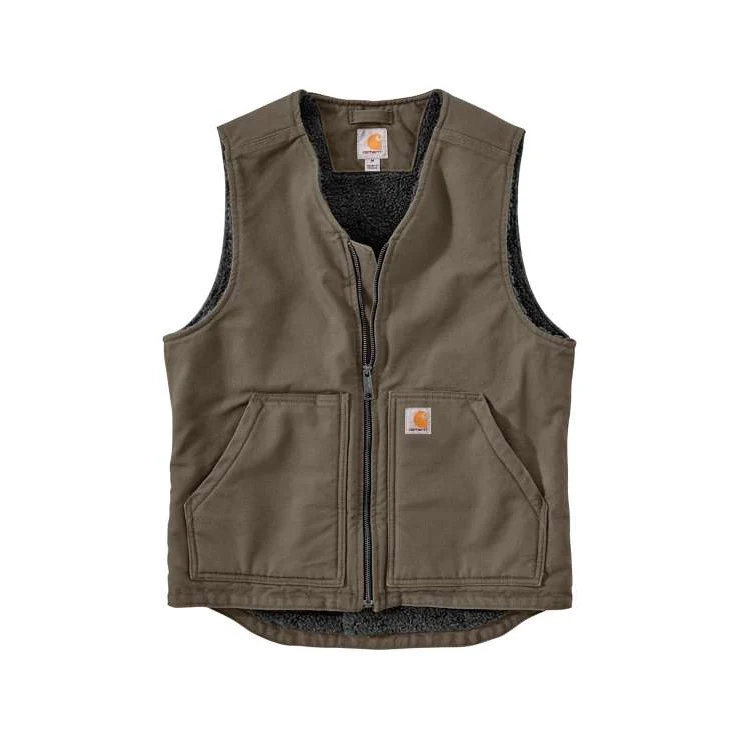 Classic Carhartt Men’s Driftwood Washed Duck Sherpa-Lined Vest 3XL Regular Selected