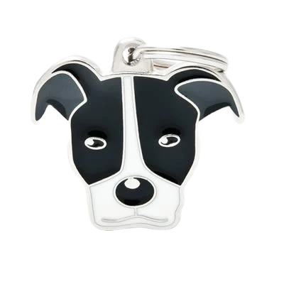 Fine MyFamily Black White Pitbull ID Tag Green