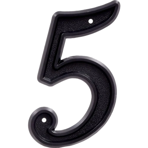 Efficient Hillman 5.5 in. Matte Black Plastic House Number 5 Luxury