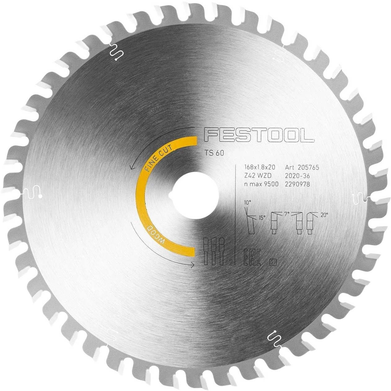 Professional Festool 205772 Wood Fine Cut Saw Blade HW 168×1 8×20 WD42 Original Design