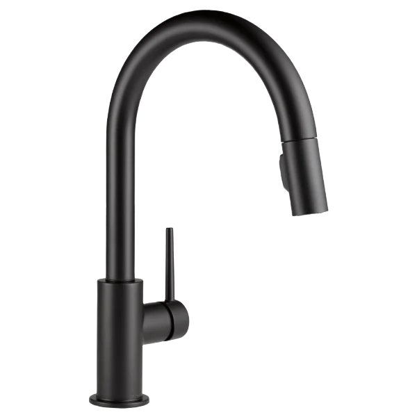 Original Delta Trinsic Matte Black Single Handle Pull Down Kitchen Faucet Artisan