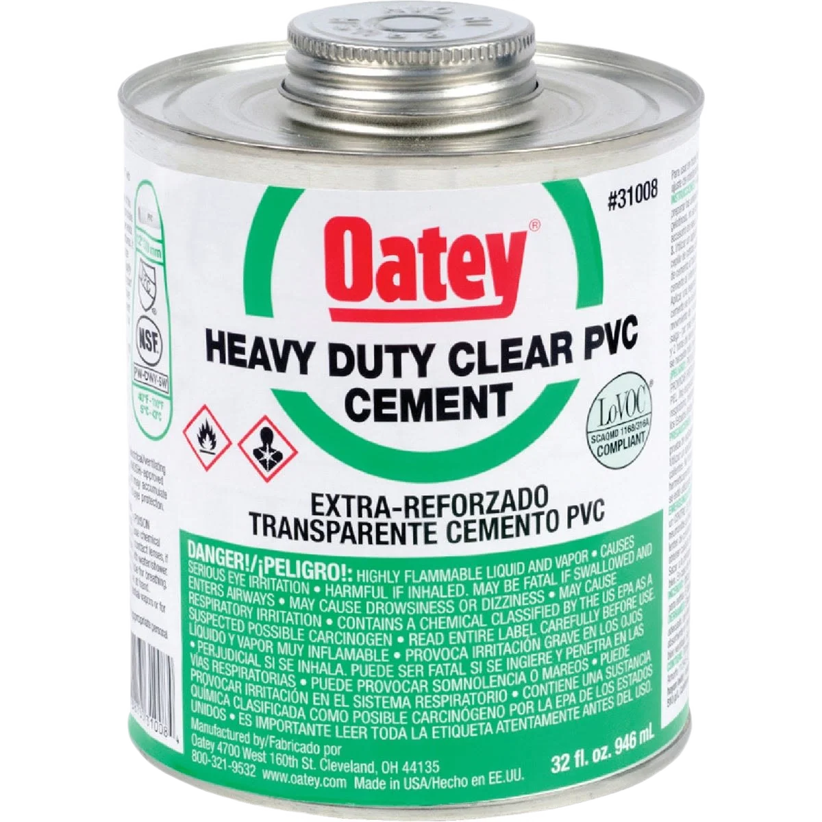 Long-Lasting Oatey 32 Oz. Heavy-Duty Clear PVC Cement World-Class