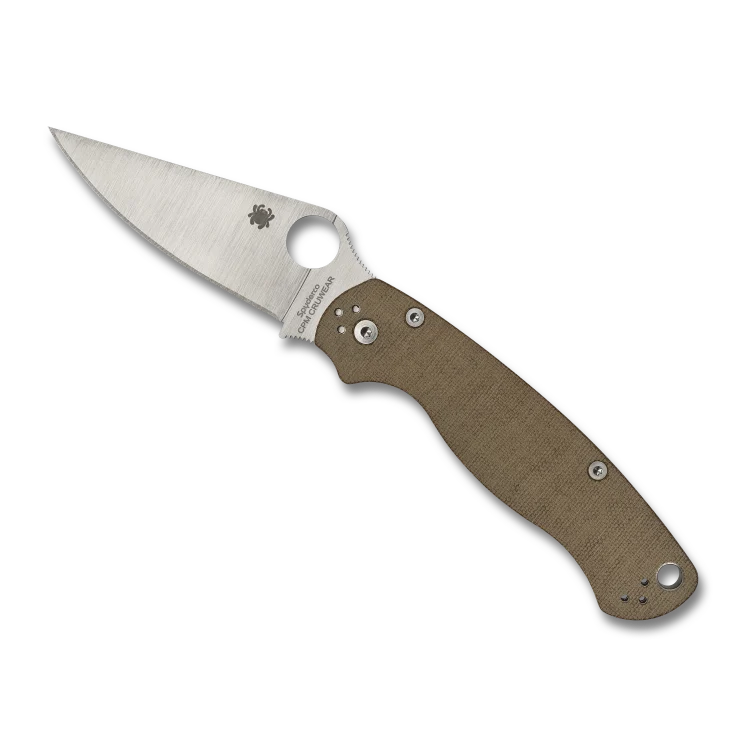 High-Performance Spyderco Para Military 2 CPM CRU-WEAR MICARTA Pocket Knife Brown Authentic
