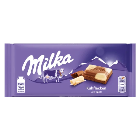 Environmentally Friendly Milka Cow Spots Milk Chocolate Bar Versatile