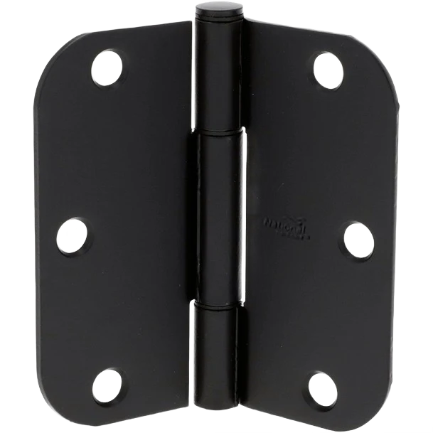 Solid National Hardware Squeak Guard 3-1 2 Matte Black Hinge with 5 8 Radius 3-Count Clean
