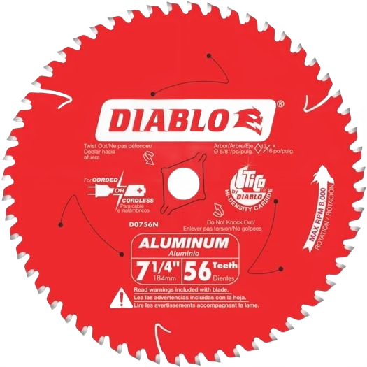 Powerful Diablo 7-1 4-In. 56-Tooth Aluminum Circular Saw Blade Soft