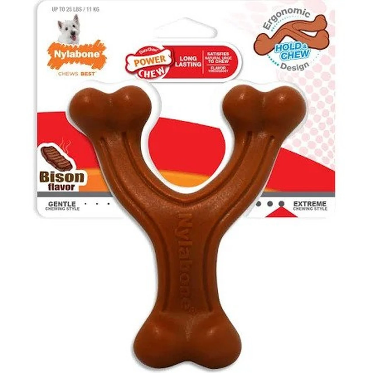 Premium Material Nylabone Regular Bison Flavored Power Chew Wishbone Easy-to-Use