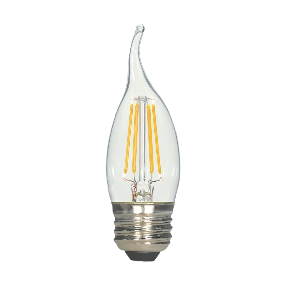 Refined Satco 4.5 Watt CA10 LED Clear Medium Base Light Bulb 2-Pack Fine