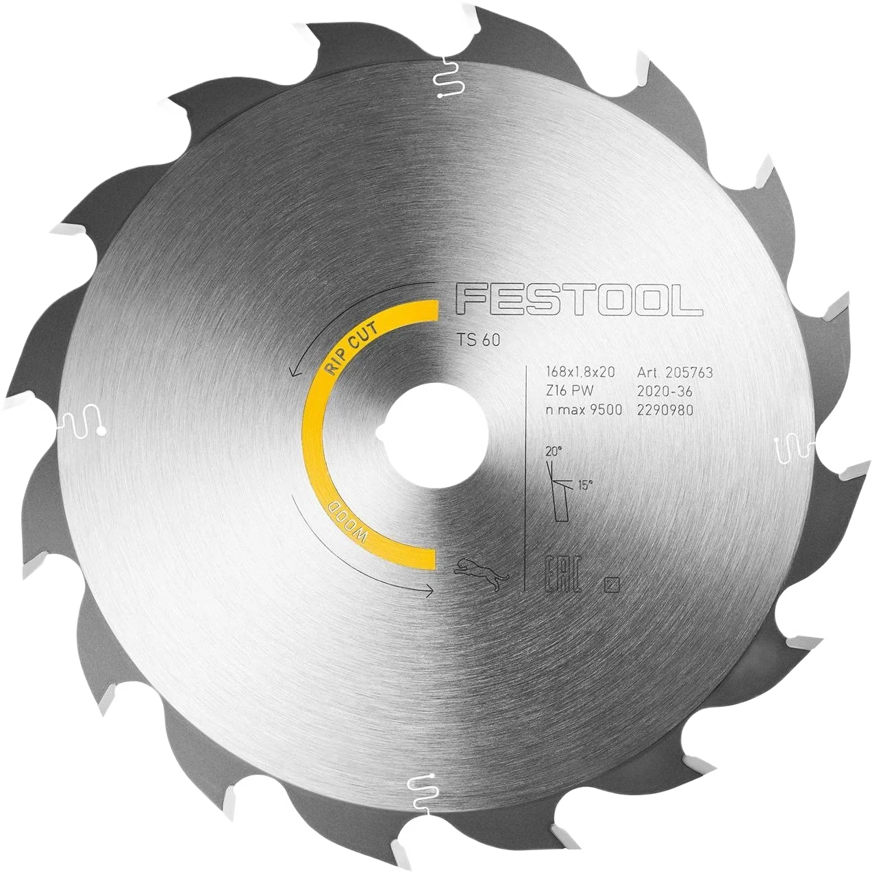 World-Class Festool 205770 Wood Rip Cut Saw Blade HW 168×1 8×20 PW16 Responsible
