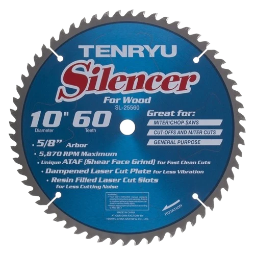 Advanced Tenryu 10 in. 60 Th. Silencer Wood Blade Optimized