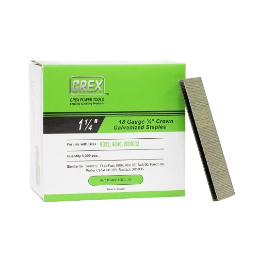 Refined Grex GNS18 1-1 4 in. 18 Gauge 1 4 in. Crown Galvanized Coated Staples 5M Specialty