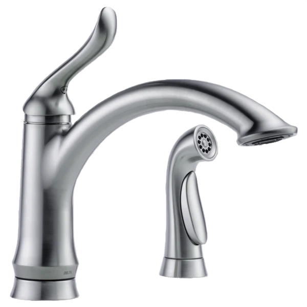 Expertly Made Delta Linden Arctic Stainless Single Handle Kitchen Faucet with Spray Versatile
