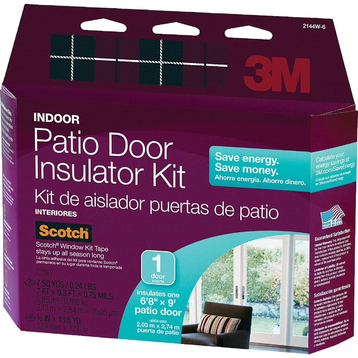 Green 3M Indoor Patio Door Window Insulation Kit 84 in. x 112 in. Advanced