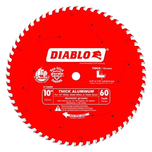 Dependable Diablo 10-In. 60 Tooth Thick Aluminum Cutting Saw Blade Versatile