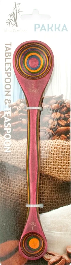 Advanced Island Bamboo Pakka Wood Rainbow Double Measuring Spoon Authentic
