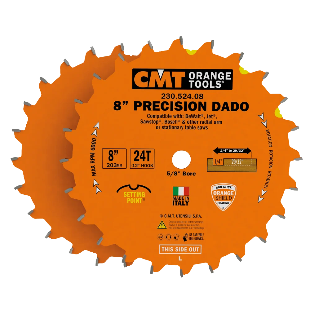 World-Class CMT Orange Tools 8 24T Precision Dado Blade Set Soft