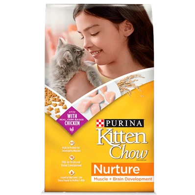 Crafted Purina Kitten Chow Nurture Formula Dry Kitten Food 3 lb. Clean