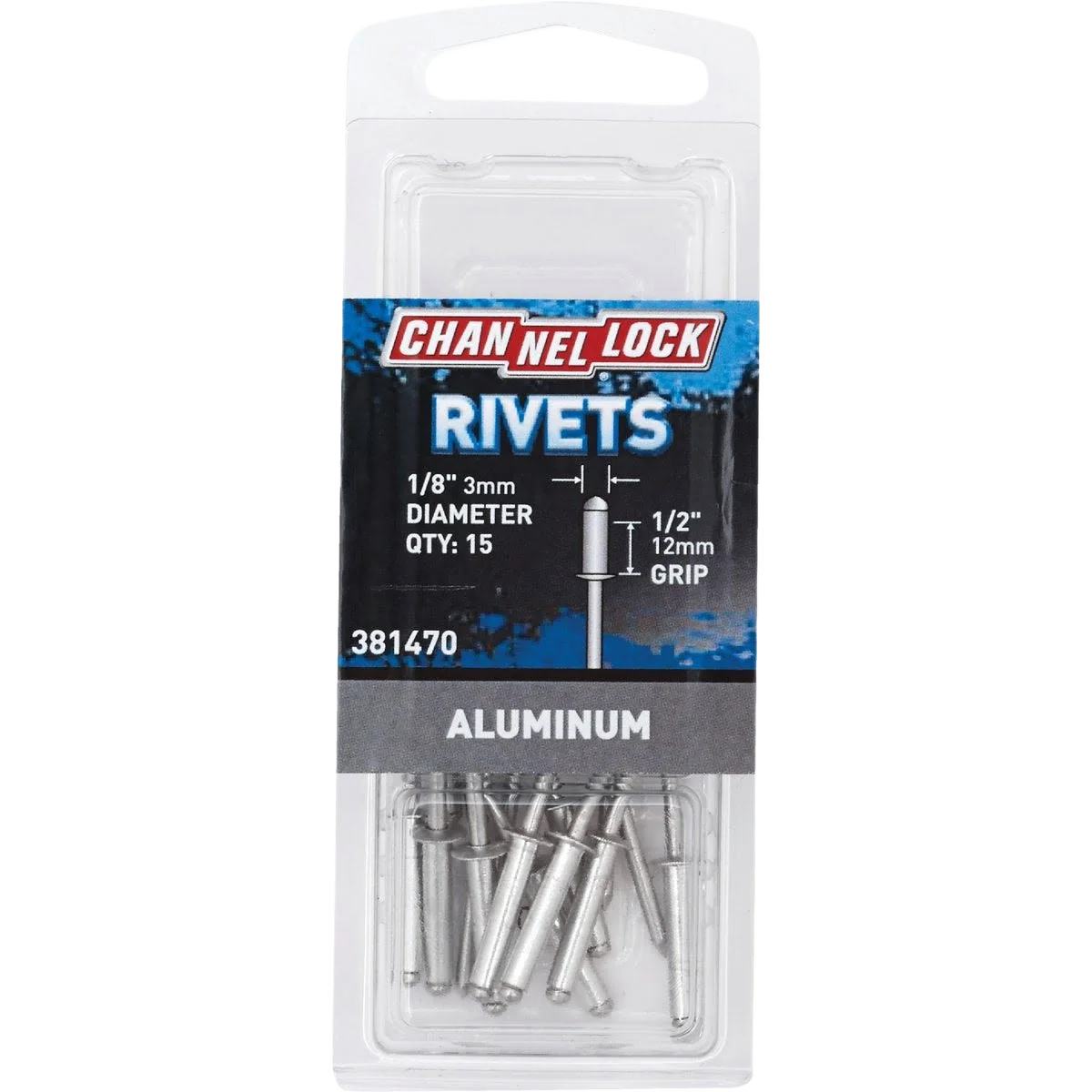 Genuine Channellock 1 8 In Diameter x 1 2 In Grip Aluminum Pop Rivets 15-Pack Fine