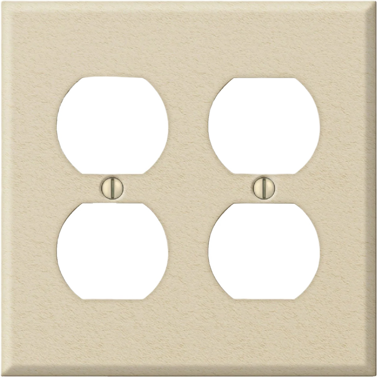 Enhanced Amerelle Pro Stamped Steel 2-Gang Outlet Wall Plate Ivory Wrinkle Prestigious