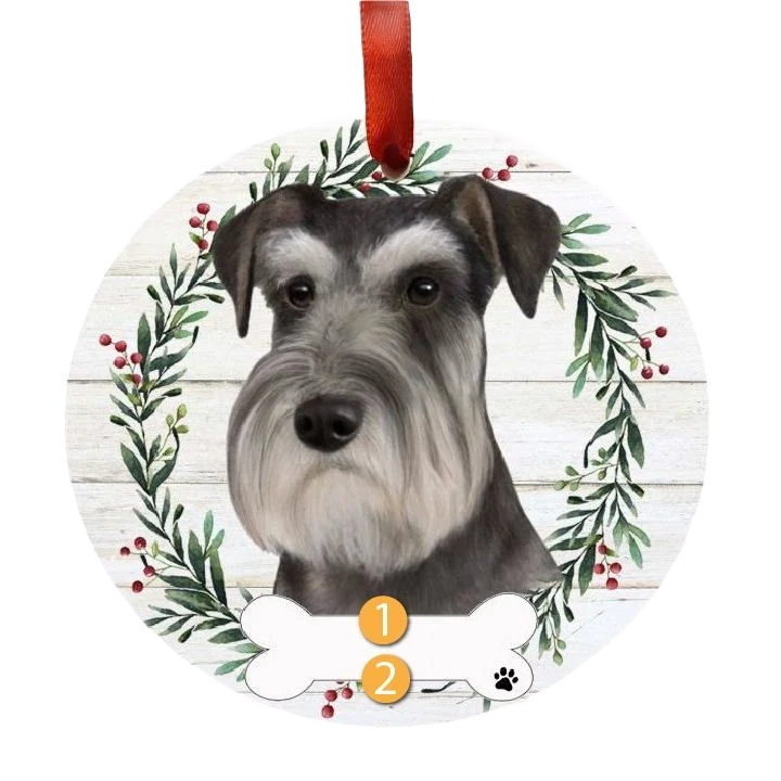 Fine Crafted E S Pets Personalized Schnauzer Face Wreath Ornament Trendy