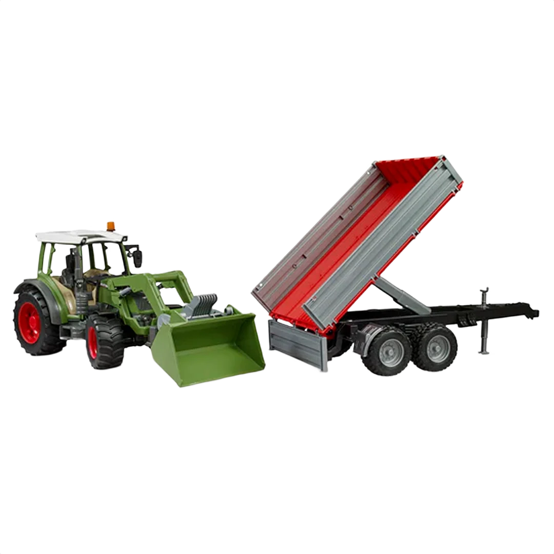 Original Design Bruder 02182 Fendt Vario 211 w Front Loader and Tipping Trailer Eco-Friendly