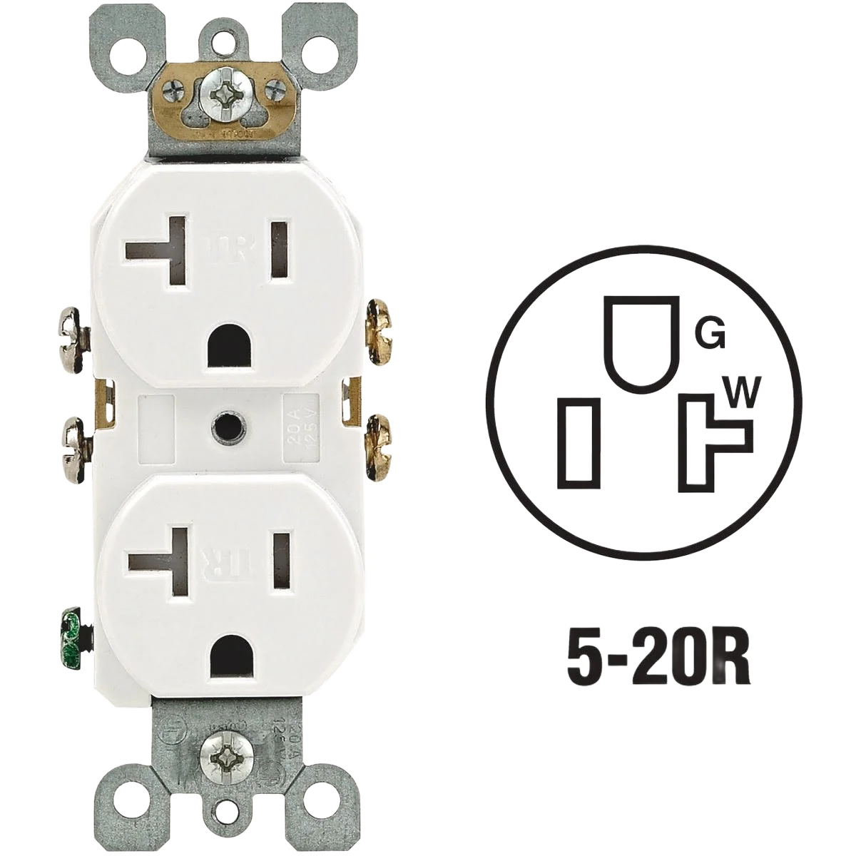 Pure Leviton 20 Amp White Tamper-Resistant Duplex Outlet Convenient