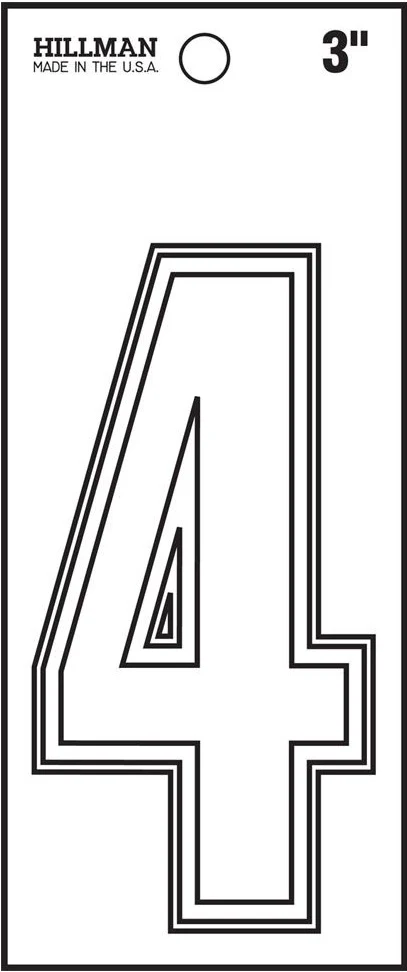 Premium Material Hillman 3-In. White Matte Vinyl Die-Cut Sticker Thin Number 4 Original